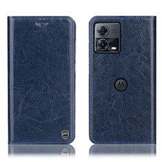 Leather Case Stands Flip Cover Holder H04P for Motorola Moto Edge S30 Pro 5G Blue