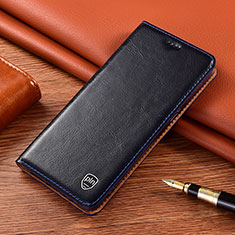 Leather Case Stands Flip Cover Holder H04P for Motorola Moto G73 5G Blue