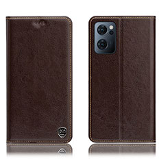 Leather Case Stands Flip Cover Holder H04P for OnePlus Nord CE 2 5G Brown