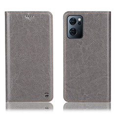 Leather Case Stands Flip Cover Holder H04P for OnePlus Nord CE 2 5G Gray