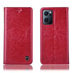 Leather Case Stands Flip Cover Holder H04P for OnePlus Nord CE 2 5G Red