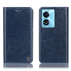 Leather Case Stands Flip Cover Holder H04P for Oppo A18 Blue