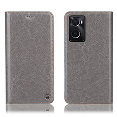 Leather Case Stands Flip Cover Holder H04P for Oppo A36 Gray