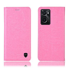 Leather Case Stands Flip Cover Holder H04P for Oppo A36 Pink