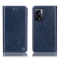 Leather Case Stands Flip Cover Holder H04P for Oppo A57 5G Blue