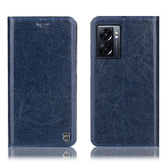 Leather Case Stands Flip Cover Holder H04P for Oppo A77 5G Blue