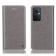 Leather Case Stands Flip Cover Holder H04P for Oppo F21 Pro 5G Gray