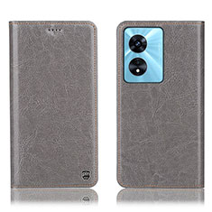 Leather Case Stands Flip Cover Holder H04P for Oppo F23 5G Gray