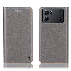 Leather Case Stands Flip Cover Holder H04P for Oppo K10 5G Gray