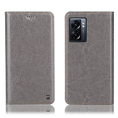 Leather Case Stands Flip Cover Holder H04P for Oppo K10 5G India Gray