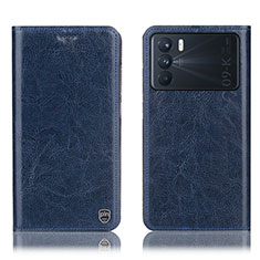 Leather Case Stands Flip Cover Holder H04P for Oppo K9 Pro 5G Blue