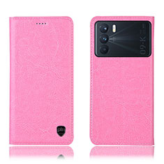 Leather Case Stands Flip Cover Holder H04P for Oppo K9 Pro 5G Pink