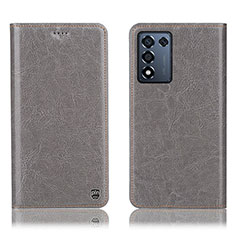 Leather Case Stands Flip Cover Holder H04P for Oppo K9S 5G Gray