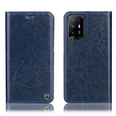 Leather Case Stands Flip Cover Holder H04P for Oppo Reno5 Z 5G Blue