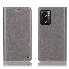 Leather Case Stands Flip Cover Holder H04P for Realme Narzo 50 5G Gray