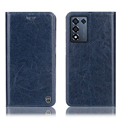 Leather Case Stands Flip Cover Holder H04P for Realme Q3t 5G Blue