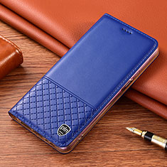 Leather Case Stands Flip Cover Holder H04P for Samsung Galaxy S24 Ultra 5G Blue