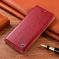 Leather Case Stands Flip Cover Holder H04P for Vivo V25e Red
