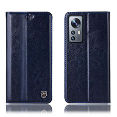 Leather Case Stands Flip Cover Holder H04P for Xiaomi Mi 12 5G Blue