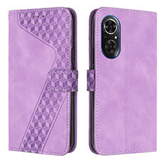 Leather Case Stands Flip Cover Holder H04X for Huawei Honor 50 SE 5G Purple