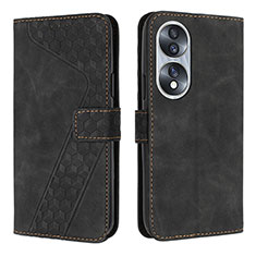 Leather Case Stands Flip Cover Holder H04X for Huawei Honor 70 5G Black