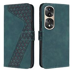 Leather Case Stands Flip Cover Holder H04X for Huawei Honor 70 Pro+ Plus 5G Green