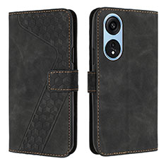 Leather Case Stands Flip Cover Holder H04X for Huawei Honor X5 Plus Black