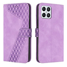 Leather Case Stands Flip Cover Holder H04X for Huawei Honor X8 4G Purple