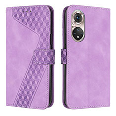 Leather Case Stands Flip Cover Holder H04X for Huawei P50e Purple