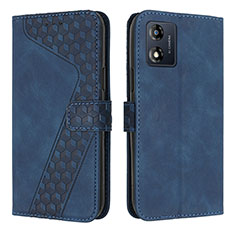 Leather Case Stands Flip Cover Holder H04X for Motorola Moto E13 Blue