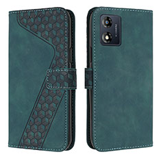 Leather Case Stands Flip Cover Holder H04X for Motorola Moto E13 Green