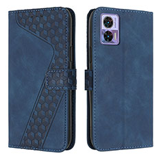 Leather Case Stands Flip Cover Holder H04X for Motorola Moto Edge 30 Lite 5G Blue