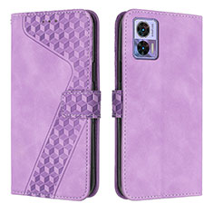 Leather Case Stands Flip Cover Holder H04X for Motorola Moto Edge 30 Lite 5G Purple