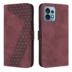 Leather Case Stands Flip Cover Holder H04X for Motorola Moto Edge 40 Pro 5G Red