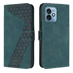 Leather Case Stands Flip Cover Holder H04X for Motorola Moto G 5G (2023) Green