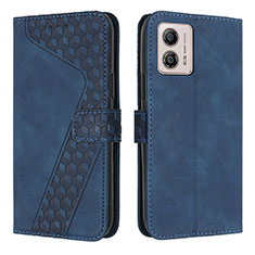 Leather Case Stands Flip Cover Holder H04X for Motorola Moto G53j 5G Blue