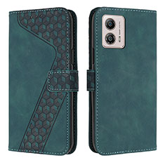 Leather Case Stands Flip Cover Holder H04X for Motorola Moto G53j 5G Green