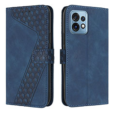 Leather Case Stands Flip Cover Holder H04X for Motorola Moto X40 5G Blue