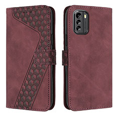 Leather Case Stands Flip Cover Holder H04X for Nokia G60 5G Red