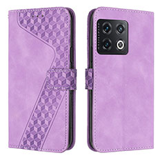 Leather Case Stands Flip Cover Holder H04X for OnePlus 10T 5G Purple