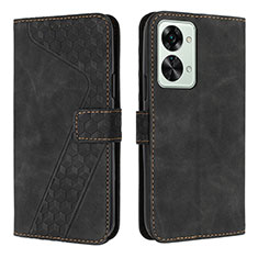 Leather Case Stands Flip Cover Holder H04X for OnePlus Nord 2T 5G Black