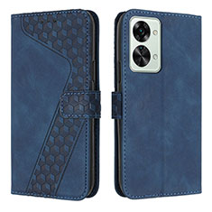 Leather Case Stands Flip Cover Holder H04X for OnePlus Nord 2T 5G Blue