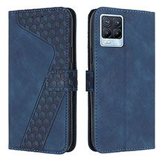 Leather Case Stands Flip Cover Holder H04X for Realme 8 4G Blue