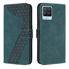 Leather Case Stands Flip Cover Holder H04X for Realme 8 4G Green