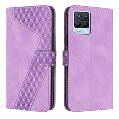 Leather Case Stands Flip Cover Holder H04X for Realme 8 Pro Purple