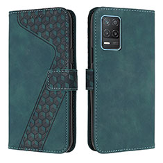 Leather Case Stands Flip Cover Holder H04X for Realme 9 5G India Green