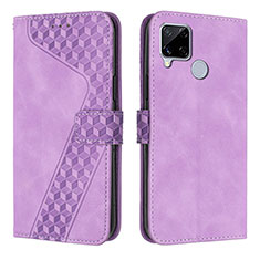 Leather Case Stands Flip Cover Holder H04X for Realme C12 Purple