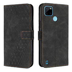 Leather Case Stands Flip Cover Holder H04X for Realme C21Y Black