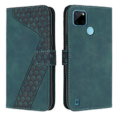 Leather Case Stands Flip Cover Holder H04X for Realme C25Y India Green