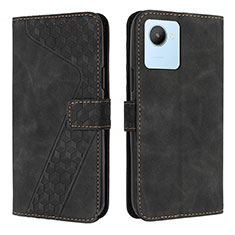 Leather Case Stands Flip Cover Holder H04X for Realme C30s Black